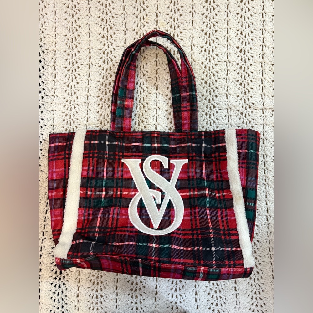 Victoria Secret Red Plaid Tote Bag